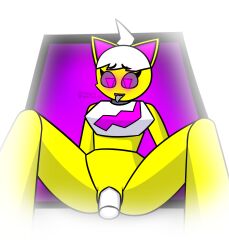 1boy 1boy1girl 1girls disembodied_penis female geometry_dash robot robot_girl triangle_eyes trianna_(yellolight) vaginal_penetration white_hair yellolight yellow_body