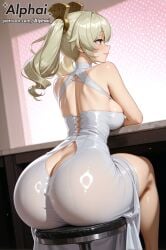 1girl 2025 2026 4k absurd_res absurdres ai ai-created ai-generated ai_art ai_assisted ai_generated alphai ass ass_focus back_view big_ass big_thighs blonde_hair blushing breasts burnice_white cinematic_lighting close-up colorful_background crossed_legs dat_ass depth_of_field detailed_hair detailed_skin detailled_background dramatic_shadows dress dumptruck_ass dumptruck_butt dutch_angle eyelashes eyeliner female_face female_only head_support high_quality high_resolution highres hoyoverse huge_ass huge_thighs long_hair looking_away mihoyo naughty_face open_back_dress pale-skinned_female pale_skin particles patreon patreon_link patreon_url patreon_username raised_eyebrows red_eyes seductive_eyes shiny_skin sitting sitting_on_stool slim_waist solo thick_thighs twintails visible_butt_crack volumetric_lighting watermark zenless_zone_zero