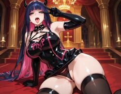 ai_generated bangs busty cleavage corset curvaceous curvy curvy_figure elbow_gloves exposed exposing exposing_pussy exposing_self fit fit_female inviting inviting_to_sex legs legs_apart legs_open legs_spread lingerie lingerie_panties long_hair mouth_open panties panty_&_stocking_with_garterbelt peace_sign pimped pose posing seductive seductive_eyes seductive_look slutty_female solo_female spread_legs spreading stocking_anarchy straight_hair tagme thick_thighs thighhighs thighs tongue tongue_out two-tone_hair whore whored_out