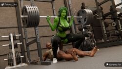 1boy 1boy1girl 1girls 3d big_ass big_breasts big_thighs bigger_female breasts curvaceous curvy curvy_figure eskandart female green-haired_female green-skinned_female green_body green_hair green_skin gym hips huge_ass huge_breasts huge_thighs hulk_(series) jennifer_walters large_ass large_breasts large_thighs larger_female macro male male/female marvel marvel_comics mature mature_female mini_giantess sex she-hulk shorter_male slim_waist smaller_male straight tall tall_female tall_girl taller_female taller_girl thick thick_hips thick_legs thick_thighs thighs voluptuous waist wide_hips workout workout_sex