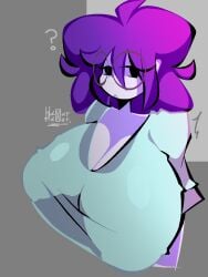 1girls 2026 breasts bust bust_portrait circular_glasses female female_only garlan_(haxxar) glasses haxxar oc original_character purple_hair