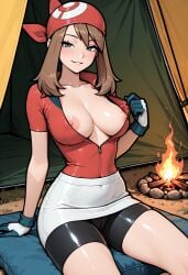 1boy 1girls ai_generated brown_hair may_(pokemon) nintendo pokemon tagme