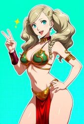 1girls ai_generated ann_takamaki blonde_female blonde_hair persona persona_5 slave_leia_(cosplay) slave_outfit tagme takamaki_anne