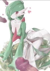 agaver123 all_fours anthro bangs blush breasts censored collarbone colored_skin commentary cum cum_on_clothes cum_on_hair disembodied_penis downblouse erection female full_body gardevoir grass green_hair green_shirt hair_over_one_eye heart highres legs_together looking_to_the_side mosaic_censoring multiple_penises no_mouth on_ground one_eye_covered outdoors penis pokemon pokemon_(species) red_eyes shirt short_hair simple_background skirt small_breasts solo_focus white_background white_skin white_skirt