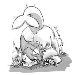 1boy all_fours artist_request bed cute femboy funamusea idate looking_at_viewer male_only monochrome orca orca_tail pillow solo tagme tail tears wadanohara_and_the_great_blue_sea