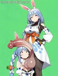 1futa ai_generated animal_ears animated blue_hair breasts_out bunny_ears carrot clothing dabigdonger_(artist) female futanari hololive intersex large_penis nipples pekomama pekora_ch. red_eyes tagme twintails usada_pekora video virtual_youtuber white_hair