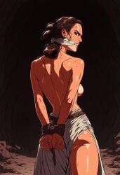 1girls ai_generated brown_hair restrained rey rope rope_bondage solo solo_female star_wars tagme