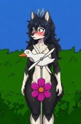 1female ai_generated black_and_white_fur blush blushing canine convenient_censoring convenient_censorship embarrassed_nude_female enf female_wolf furry furry_female manoloalejo_(artist) meme naked_female nude nude_female okami23_(artist) public_humiliation public_nudity reference the_simpsons_reference wolf