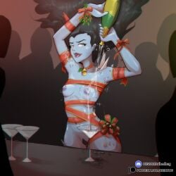 alcohol alcoholic_drink bedbug_(artist) dead_by_daylight ghost ghost_girl long_hair pouring pouring_on_self rin_yamaoka small_breasts spirit tagme the_spirit_(dead_by_daylight) undead