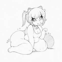 anthro anthro_female anthro_focus anthro_only arm_between_legs bangs bell bell_collar bottom_heavy bottom_heavy_anthro bottom_heavy_female cat_ears cat_girl cat_tail catgirl chubby chubby_anthro chubby_belly chubby_female cleavage collar collar_bell collared cute cute_face cute_female cute_girl cute_pose fat_ass feline feline_ears feline_tail female female_anthro female_focus female_only freckles furry furry_female furry_only hair_accessory hair_ornament hand_between_legs heart hearts kneeling large_ass large_thighs on_knees panties ponytail scifijackrabbit short_anthro short_female short_hair shortstack simple_background slightly_chubby slightly_chubby_anthro slightly_chubby_female small_breasts smokyjai smutbunny solo solo_anthro solo_female solo_focus sophie_penwell tank_top thick_ass thick_thighs tied_hair whiskers white_background