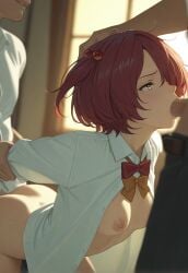 ai_generated blowjob doble_penetration doggy_style group_sex komari_chika make_heroine_ga_oo_sugiru! red_hair sex skinny small_breasts uncensored yellow_eyes