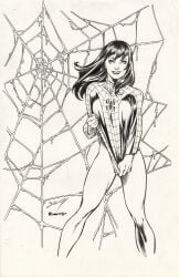 1girls bottomless bottomless_female exposed_legs female female_focus female_only girl legs legs_apart light-skinned_female light_skin mark_bagley marvel marvel_comics mary_jane_watson no_panties shirt shirt_lift shirt_only shirt_pull solo solo_female spider-man_(series) tease teasing teasing_viewer teen teen_girl teenage_girl ultimate_marvel ultimate_spider-man web webbing webs