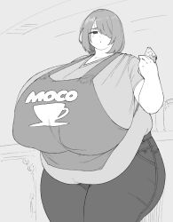 1girls 2020 apron bbw belly belly_overhang big_breasts breasts breasts_bigger_than_head breasts_bigger_than_torso cellphone chubby chubby_female curvaceous curvy fat_female female female_focus hair_over_one_eye hips huge_breasts large_breasts namagaki3 obese overweight overweight_female short_hair solo solo_female solo_focus thick_thighs thighs tummy voluptuous wide_hips