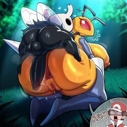 ai_generated antennae_(anatomy) anthro anus areola arthropod balls beedrill being_watched big_breasts big_butt big_penis black_body black_genitals blush bodily_fluids breasts butt crossover duo_focus english_text erection female generation_1_pokemon genital_fluids genitals group heart_symbol hellsonger hollow_knight_(franchise) huge_butt huge_penis human humanoid humanoid_genitalia humanoid_penis hymenopteran imminent_sex insect larger_female looking_at_another male male/female mammal nintendo nipples offscreen_character penis pokemon pokemon_(species) pussy pussy_juice red_(pokemon) red_eyes shocked size_difference small_but_hung smaller_male sweat team_cherry text the_knight_(hollow_knight) thick_thighs trio vessel_(species) wings yellow_body