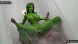 1boy 1boy1girl 1girls 3d big_ass big_breasts big_thighs bigger_female breasts curvaceous curvy curvy_figure dark-skinned_male eskandart female green-haired_female green-skinned_female green_body green_hair green_skin hips huge_ass huge_breasts huge_thighs hulk_(series) jennifer_walters large_ass large_breasts large_thighs larger_female macro male male/female marvel marvel_comics mature mature_female mini_giantess sex she-hulk shorter_male shower shower_sex slim_waist smaller_male straight tall tall_female tall_girl taller_female taller_girl thick thick_hips thick_legs thick_thighs thighs voluptuous waist water wet wide_hips