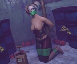 3d_(artwork) bondage bound damsel_in_distress daz3d daz_3d daz_studio dc dc_comics exposed_breasts gagged gagged_female harleen_quinzel harley_quinn harley_quinn_(injustice) injustice_2 netherrealm_studios peril pulled_down_top supervillainess tape_bondage tape_gag taped_mouth tied_up tnt topless topless_female wolfguybynight
