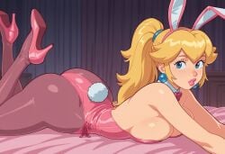 1girls ai_generated blonde_female blonde_hair bunny_ears bunny_girl bunnysuit mario_(series) nintendo princess_peach royalty tagme