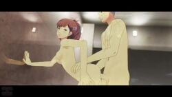 3d akihiko_sanada ambiguous_penetration animated bathroom bent_over breasts brown_hair bunnxarts hand_on_wall hetero kotone_shiomi no_sound persona persona_3 pussy red_eyes scar sex shower_sex straight video