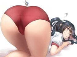 ass big_ass bloomers bubble_butt buruma chibi giantess kantai_collection minigirl naganami_(kantai_collection) red_panties size_difference utopia yamashiro_(kantai_collection)