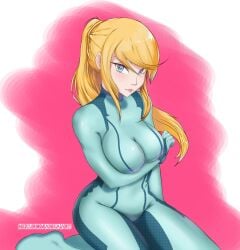 1girls 2020s 2024 arm_under_breasts artist_logo big_breasts black_eyelashes blonde_eyebrows blue_bodysuit blue_clothing blue_rubber bodysuit breast_focus breasts breasts_focus cleavage_through_clothing clothing cute dotted eyebrows eyelashes female female_only flowing_hair hi_res holding_up_breasts human human_only jpeg lifting_breasts lifting_own_breasts lips looking_at_viewer metroid nekromant nintendo on_knees pink_lips pointy_chin posing reflective_eyes rubber rubber_clothing rubber_suit samus_aran solo tight_clothing wrinkles_in_clothes zero_suit zero_suit_samus