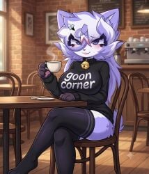 ai_generated big_boobs cafe female furry kit_community purple_eyes purple_skin white_skin