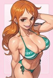 1girls ai_generated long_hair nami_(one_piece) one_piece orange-haired_female orange_hair tagme tattoo tattoo_on_arm tattooed_arm
