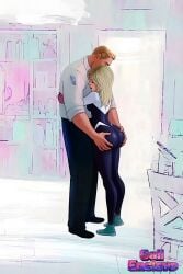 ai_generated big_ass comic_character daughter father george_stacy grabbing_ass gwen_stacy gwen_stacy_(spider-verse) incest marvel marvel_comics movie round_ass spider-gwen spider-man:_across_the_spider-verse super_suit tight_clothes tight_clothing white_background yallahs80