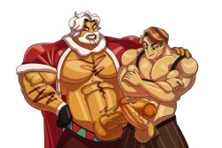 2boys almond_cookie arms_crossed beard big_pecs big_penis comparing cookie_run eggnog_cookie erection gay hand_on_hip hand_on_shoulder huge_cock jealous male male/male male_only multiple_penises muscular muscular_male older_male pecs penis penis_out penis_size_difference shiny_skin shirtless simple_background size_difference smile veiny_penis white_background white_hair