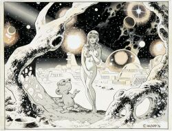 alien alien_planet breasts covering_breasts covering_crotch female human naked naked_female nipples nude nude_female pale_skin sally_forth sci-fi science_fiction standing wally_wood