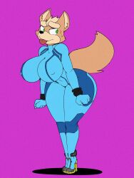 1girls alternate_costume alternate_version_available big_breasts breasts cosplay dracojeff female female_only fox fox_mccloud furry heels high_heels nintendo rule_63 skintight_bodysuit star_fox tagme tail thick_thighs zero_suit zero_suit_fox