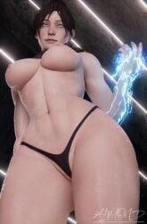 1girls 3d abs apex_legends black_hair black_nails breasts cape cleavage erect_nipples female hair_bun huge_breasts navel nipples nude outside pinup pose pubic_hair pussy respawn_entertainment smile solo solo_focus soulartmatter standing thong underwear underwear_around_legs wraith_(apex_legends)