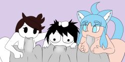 2017 3girls blowjob brown_hair cat_ears catgirl courtney_(projectsnt) jaiden jaiden_animations jaidenanimations multiple_girls neronova sarah's_scribbles sarah_andersen youtube youtuber