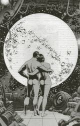 ass back_view backside casual couple female human male male/female moon naked naked_female naked_male nude nude_female nude_male pale_skin sci-fi science_fiction space spaceship vintage wally_wood weird_sex_fantasy