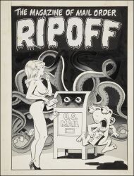 alien breasts female heels heels_only high_heels mailbox monster naked naked_female naked_footwear naked_heels nipples nude nude_female rip_off_press sally_forth sci-fi science_fiction shoulder_length_hair side_view tentacle tentacle_monster wally_wood