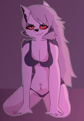 1girls 4_fingers animal_ears anthro bra breasts cleavage drawinecchi female female_only fox fox_ears fur furry furry_only helluva_boss long_hair loona_(helluva_boss) no_humans on_knees panties poorly_drawn_hands red_eyes snout solo solo_female solo_focus underwear very_long_hair waist_length_hair white_body white_fur