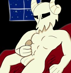 erection fnf_mods friday_night_funkin furry goat goat_skull male_only masturbation newgrounds pecs penis skull tabi_(homskiy) testicles