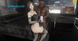 1boy 1girls 3d ada_wong black_hair capcom cellphone corset dark-skinned_male dark_skin female interracial ircomics3d male phone resident_evil resident_evil_2 resident_evil_2_remake selfie stockings unfinishedneme1