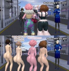 3d ass bubble_ass bubble_butt butt_crack clothes_removed crossover embarrassed embarrassed_nude_exposure embarrassed_nude_female enf enf-persona-fan fat_ass haru_okumura hero_outfit_(mha) makoto_niijima margaret_(persona) mina_ashido my_hero_academia ochako_uraraka persona persona_4 persona_5 public_exposure public_humiliation public_nudity punishment streaking stripped_naked thick_ass thick_thighs vodkammd