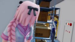 1girls 2boys 3d animated astolfo_(fate) beatbox being_watched bow camera carrying clothed_masturbation clothed_sex clothing cuckold cum duo fate/grand_order fate_(series) female femboy fujimaru_ritsuka_(male) implied_penetration implied_sex jeanne_d'arc_(fate) kaotaro12 large_ass male masturbation mikumikudance mmd mp4 sex skirt sound stand_and_carry_position stealth_masturbation stealth_sex stockings video voyeur yaoi