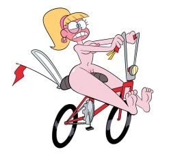 1girls bicycle bike blonde_hair blue_eyes breasts casual cross-eyed cross_eyed dexter's_laboratory embarrassed_nude_female enf female female_only herny human naked pale_skin pussy red_face solo sporting_goods_girl tagme thick_thighs unhappy_female vagina white_background white_skin