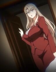 anime_screencap blonde_hair bunnywalker female kurashiki_reika looking_at_viewer mature_female milf mother ova saimin_seishidou screencap screenshot shocked shocked_expression solo t-rex_(animation_studio) tagme