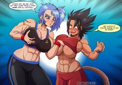 2girls abs anelin_(darksideava) avalewds breasts darksideava erect_nipples erect_nipples_under_clothes female female_only huge_breasts multiple_girls muscular muscular_female nipple_bulge original original_character underboob