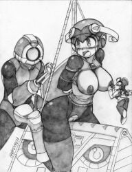 big_breasts bondage cyber_elf female mega_man mega_man_battle_network mega_man_zero phanteon pussy_juice roll.exe tagme traditional_media_(artwork) vcampan