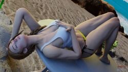 3d beach bikini blender brown_hair female fortnite haven_(fortnite) red-j