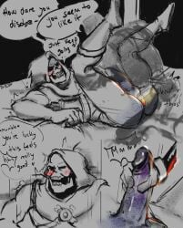 2boys 
crossover blush dick erection gay humanoid legs_up looking_at_another male male/male male_only masters_of_the_universe muscular nude on_bed papyrus presenting_ass sex skeleton skeletor submissive_male tomis-jb