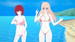 3d beach breasts clothing_swap danganronpa danganronpa_v3 embarrassed_nude_female enf exposed exposed_breasts exposed_pussy iruma_miu koikatsu large_breasts pussy skimpy skimpy_bikini small_breasts stolen_clothes straight_hair ultimateenf wardrobe_malfunction yumeno_himiko