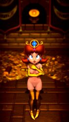 3d breasts coin elbow_gloves freckles gloves holding_arm indoors looking_at_viewer looking_up mario_(series) nintendo onmodel3d pigeon-toed princess_daisy self_upload slave_outfit super_mario_bros. thighhighs worried