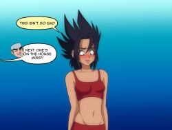 anelin_(darksideava) avalewds breast_expansion comic dark-skinned_female dark_skin darksideava dragon_ball female female_only growth monkey_tail original original_character saiyan_tail shounen_jump solo_focus spiky_hair tail