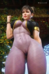 1girls 3d abs absurd_res apone3d asian bodystocking breasts brown_eyes brown_hair capcom chun-li curvaceous curvy female female_only hi_res inner_sideboob large_breasts large_penis light-skinned_female light_skin looking_down muscular muscular_female pussy see-through see-through_clothing solo street_fighter thick_thighs thighs