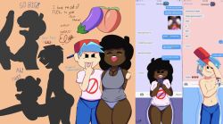 1boy 1girls boyfriend_(friday_night_funkin) carol_(bbpanzu) dark-skinned_female female friday_night_funkin from_behind instant_loss_2koma interracial madbastos therealangrybob tongue_out